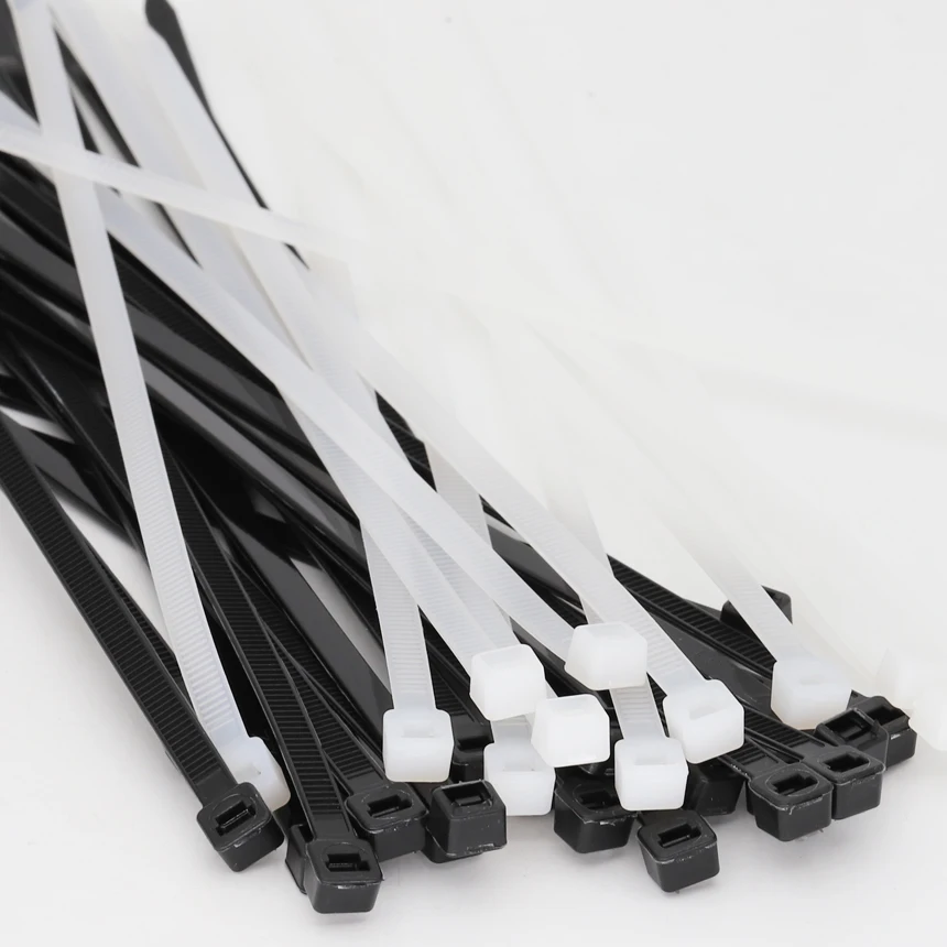 Self-Lock Nylon Plastic Wrap Zip Tie Bundle, Zip Ties, Abraçadeiras, Branco, Fio Preto, Largura 3mm x 150mm, 160mm, 200mm, 250mm, 300mm, 2,5 milímetros