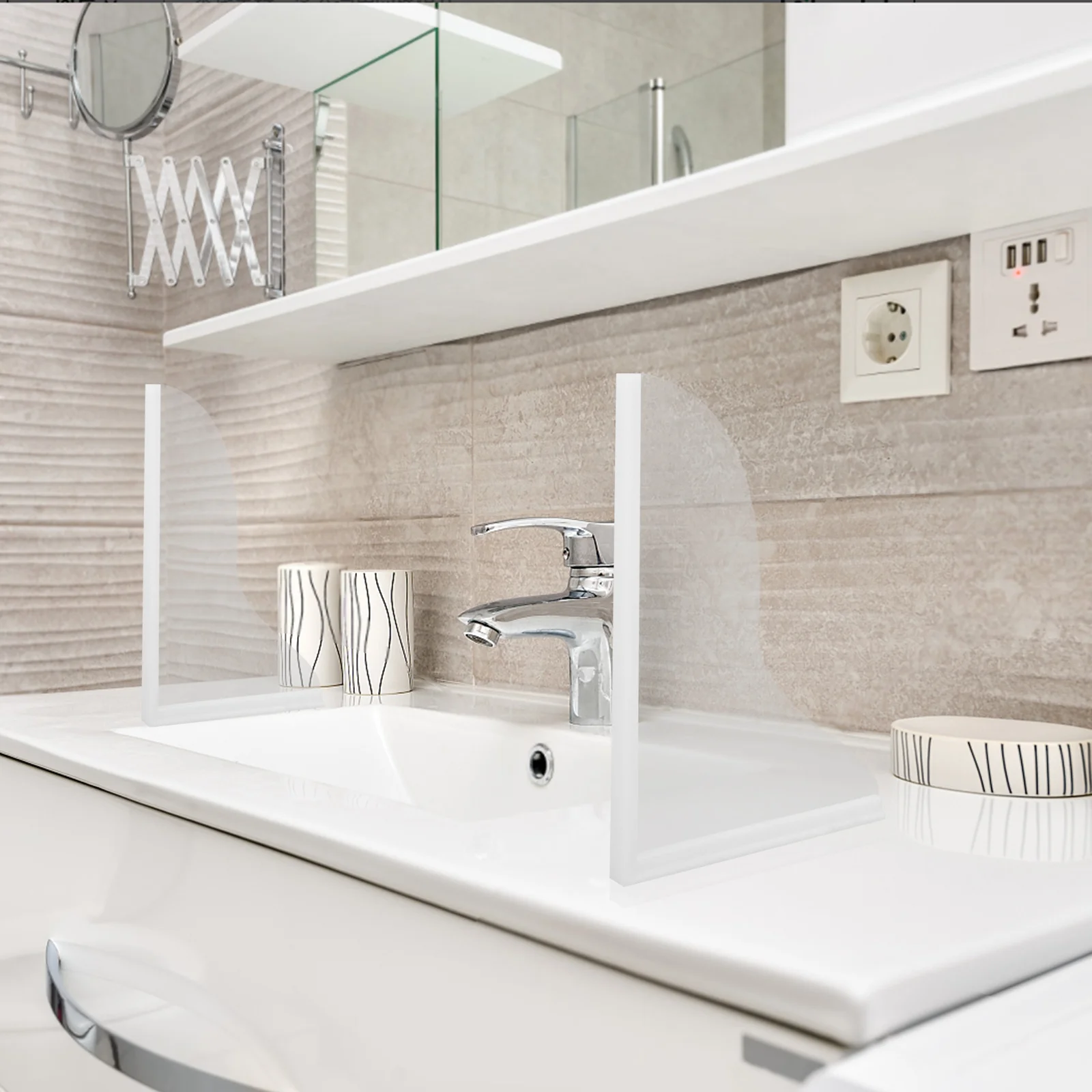 

2Pcs Bath Tub Splash Guard Sturdy Acrylic Design for Shower Water Containment Sink and Bathtub Application Bathtub Guard