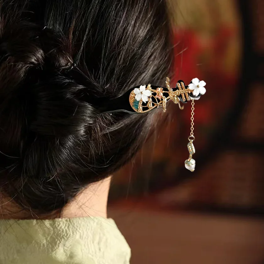 

New Chinese Style Hair Clip Tassel Hair Stick Pins Floral Design Hairstyle Jewelry Accessory for Women Hairpin Hairneedle Gifts