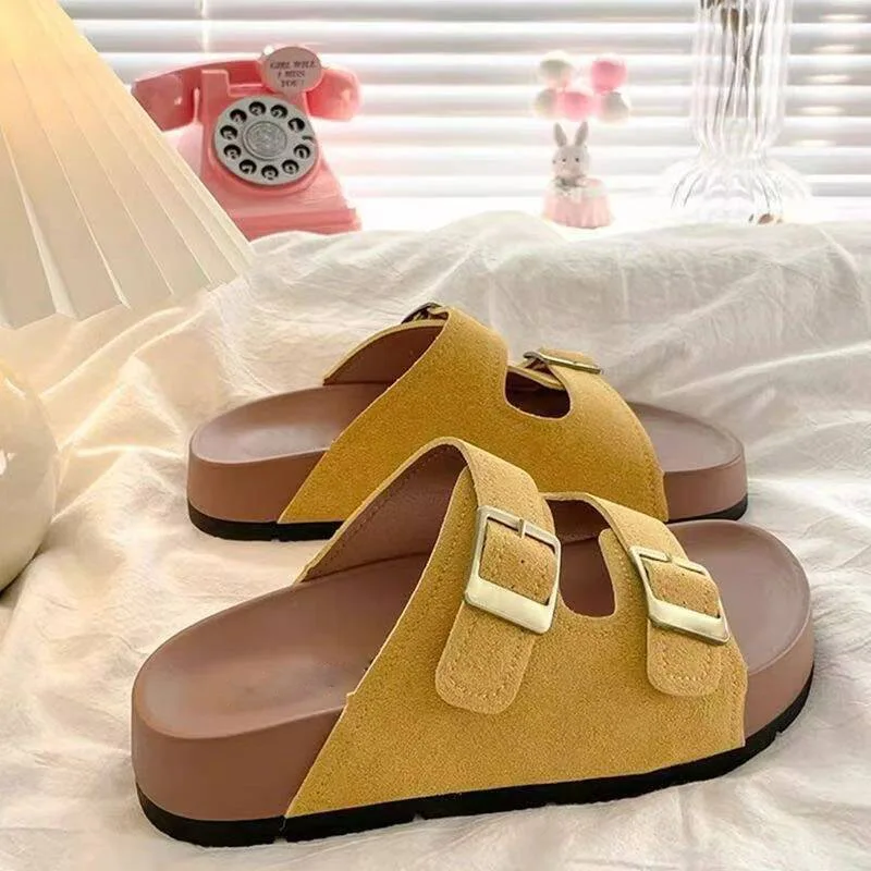 Fashionable Thick Bottom Sandals Women's Summer Outdoor Wear Super Popular Birkens Slip-On Shoes Heightening Slippers