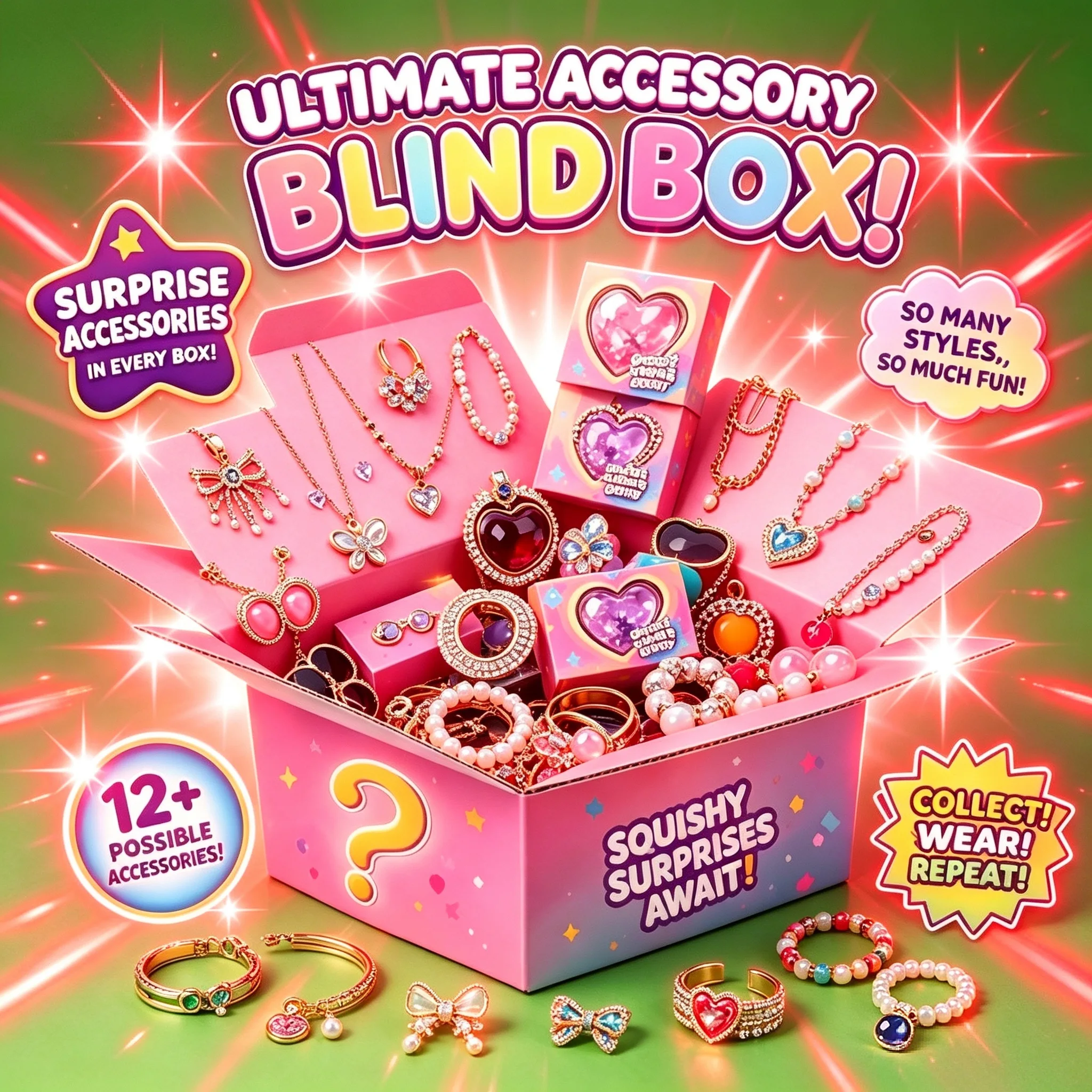 Fashion Jewelry Mystery Box Loaded With Various Accessories, Hundreds of Different Designs, Random Surprise Jewelry Pack for Women