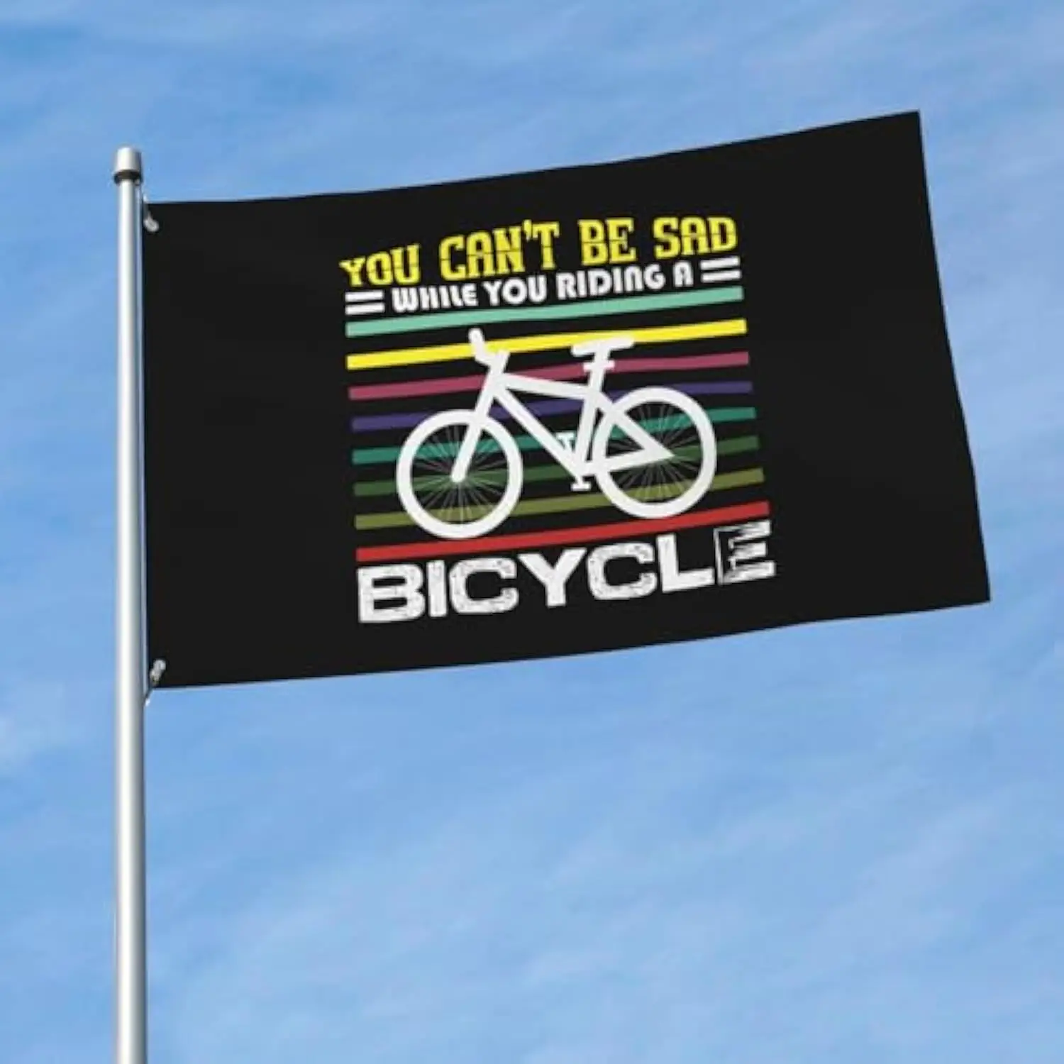 You Cant Be Sad While Riding A Bicycle Flag Lightweight Fade Resistant Outdoor Decoration
