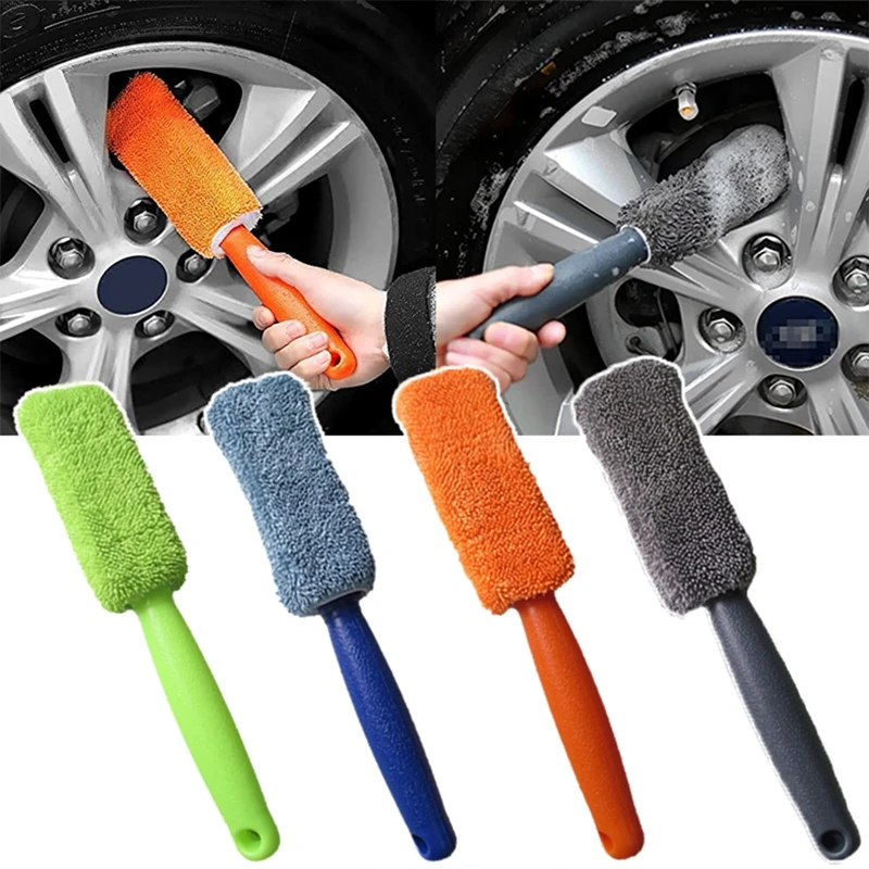 

Car Long Handle Wash Brush Microfiber Tire Scrubber Wheel Rim Brush Portable Trunk Motorcycle Dust Remover Detailing Clean Tool