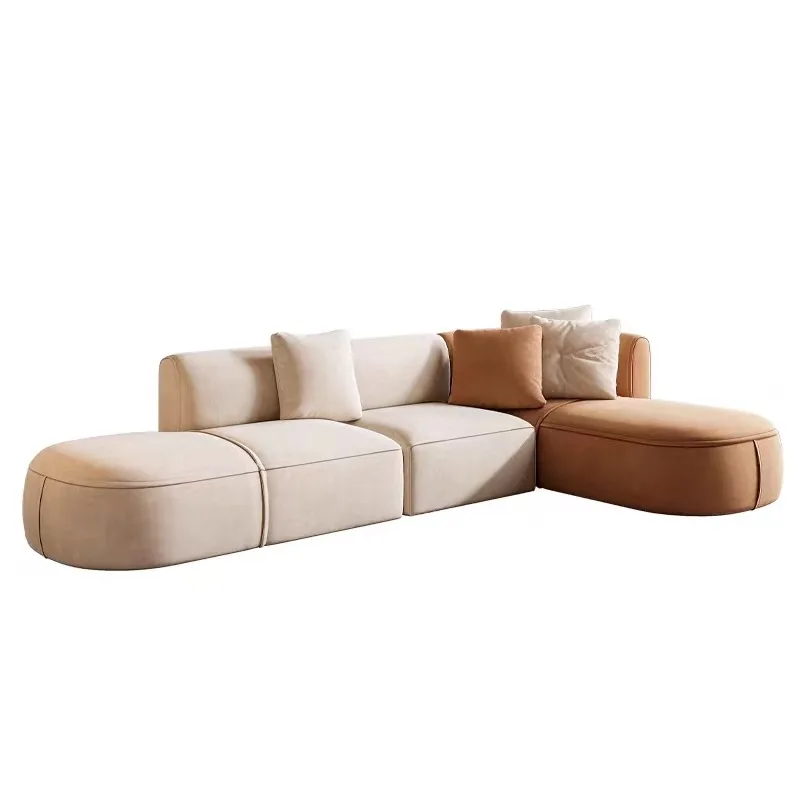 

Wabi Sand Cream Wind Sofa Modern Simple Living Room Small Corner Straight Row Combination Fabric Sofa