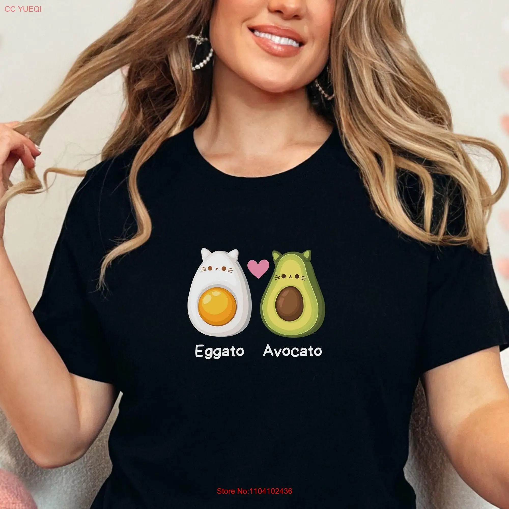 Eggato Avocato T Shirt caT lover egg avocado toast foodie friendship mama long or short sleeves