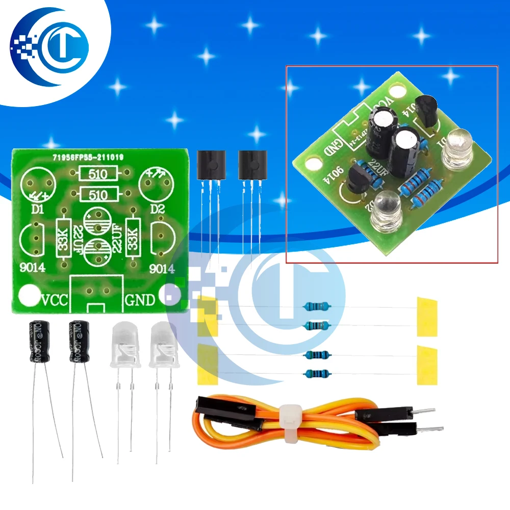 DIY Kit 5MM LED Simple Flash Light Circuit Simple flashing Leds Circuit Board Kits Electronic Production Suite Parts