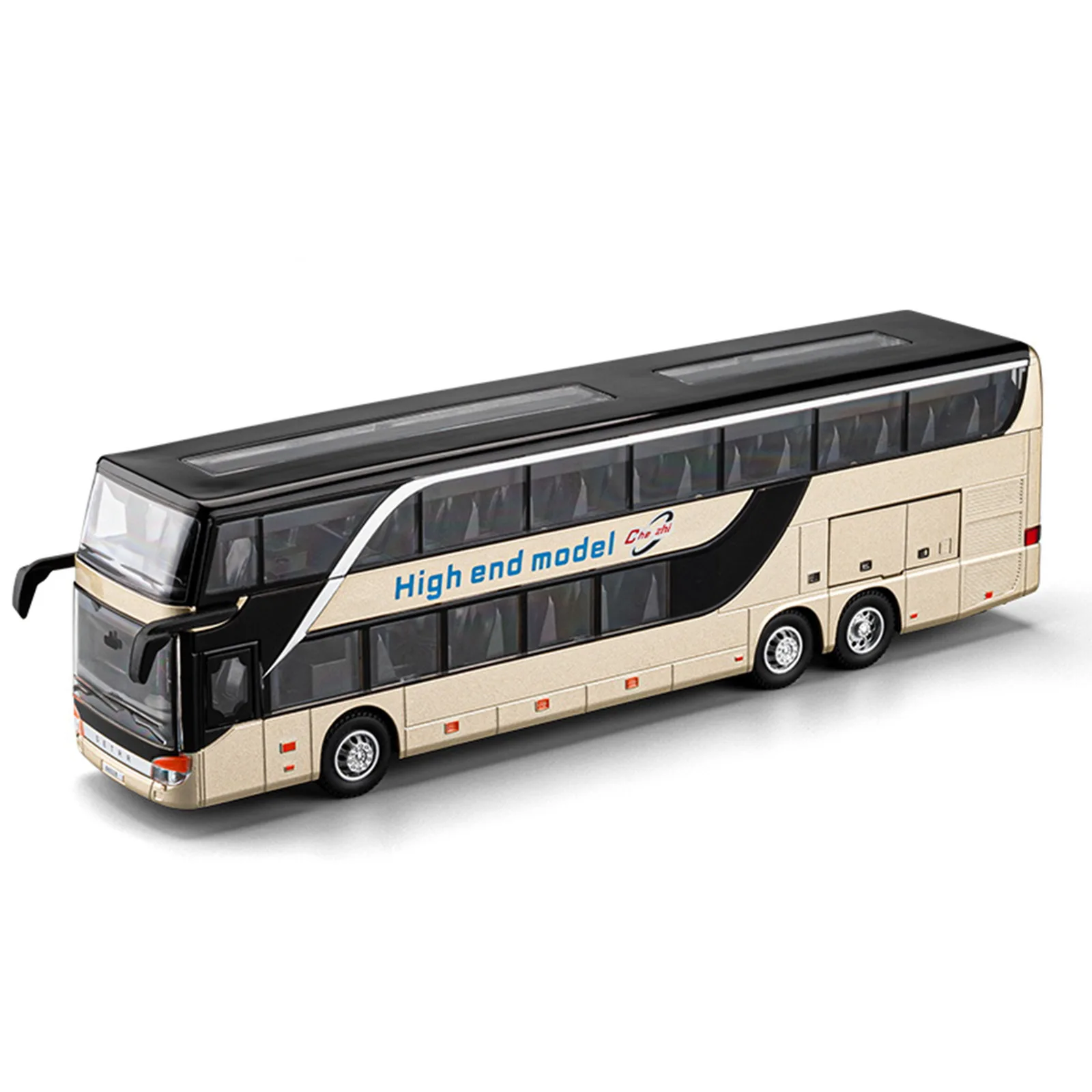 1:30 Business Long Distance Double Decker Bus Alloy Die Cast Metal Model Bus Educational Simulation Toy Holiday Gifts