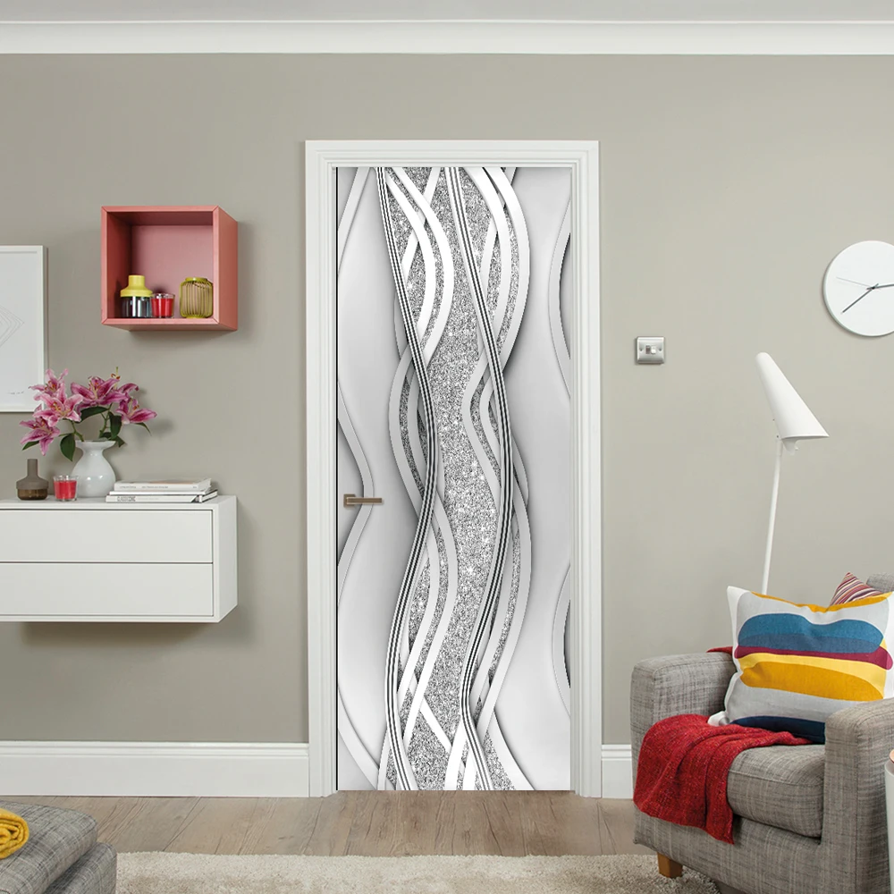 3D Door Stickers Retro Style Self Adhesive PVC Poster on the Whole Door Sticker Cover Home Door Apartment Decor Fridge Art Mural