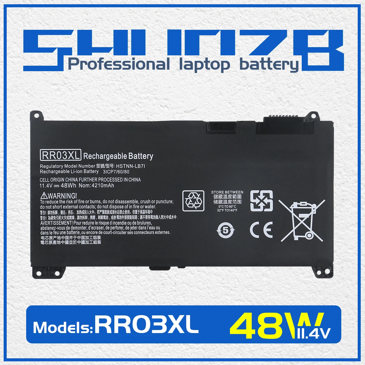 SHUOZB RR03XL Laptop Battery For HP ProBook 430 440 450 455 470 G4 series HSTNN-PB6W HSTNN-UB7C HSTNN-LB71 851477-832 11.4V 48WH