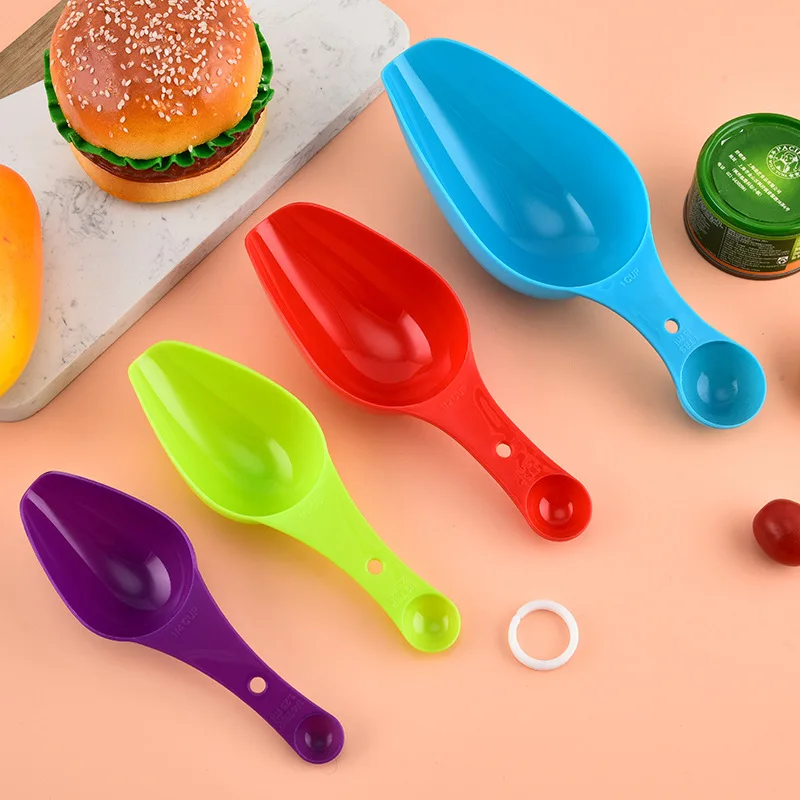 Colorful Double Headed Measuring Spoon Four Piece Set Plastic with Scale Kitchen Rice Flour Shovel Bean and Melon Seed Shovel