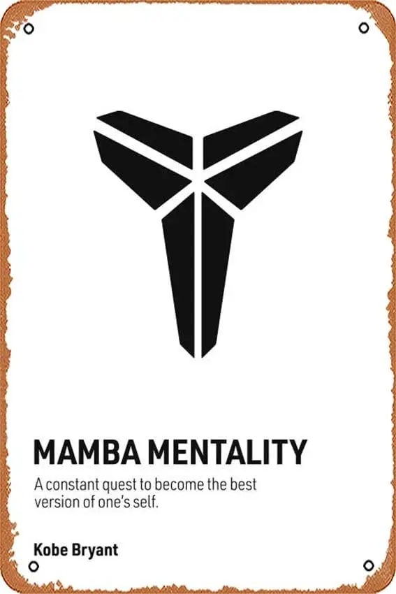 Zuhhgii Vintage Tin Sign Mamba Mentality (White/Black) Metal Sign Retro Wall Decor for Home Cafes Office Store Pubs Club Sign Gi