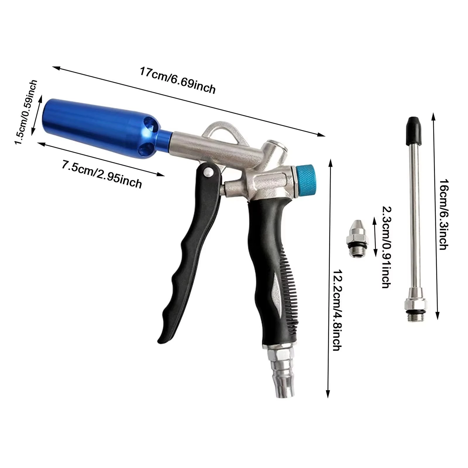 3-IN-1 Adjustable Air Blow Gun Home Airflow Dust Removal Gun Industrial Cleaning Water Tool with EU/JP/US Adapter Quick Cleaning
