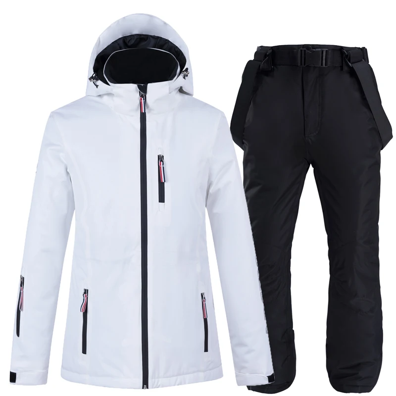 New -35 Degree Women Ski Suit Snowboarding Jacket Winter Windproof Waterproof  Snow Wear Thermal Ski Jacket and Strap Snow Pants