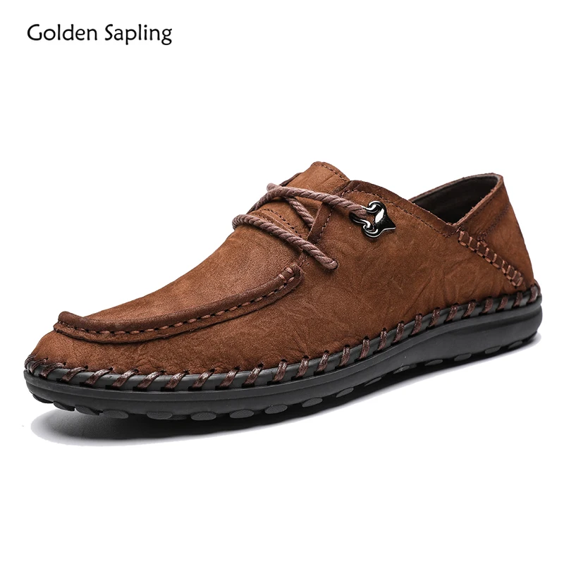 

Golden Sapling Men's Casual Shoes Genuine Leather Man Loafers Retro Flats Classics Platform Footwear Leisure Outdoor Moccasins