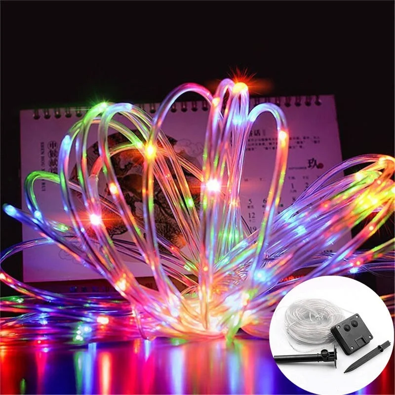 

Outdoor Solar Tube Rope Led Light 32M/22M/12M/7M Garden Christmas Decoration Fairy String Light Outdoor Wedding Party Led Lamp