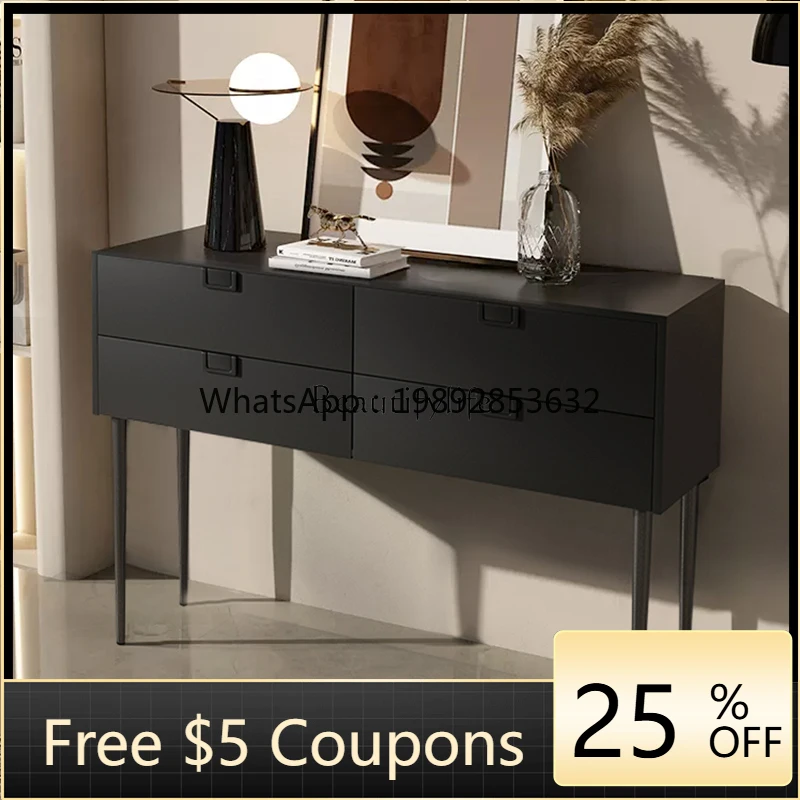 

FF итальянский светлый роскошный простой входной стол из цельного дерева у стены, обеденный боковой шкаф, проход, средневековая платформа