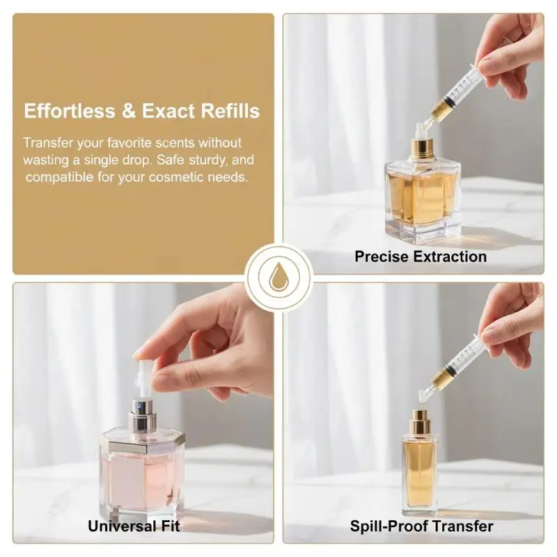 3Pcs Portable Perfume Injection Converter Set Leakproof Refill Adapter DIY Tool for Cosmetic Refilling