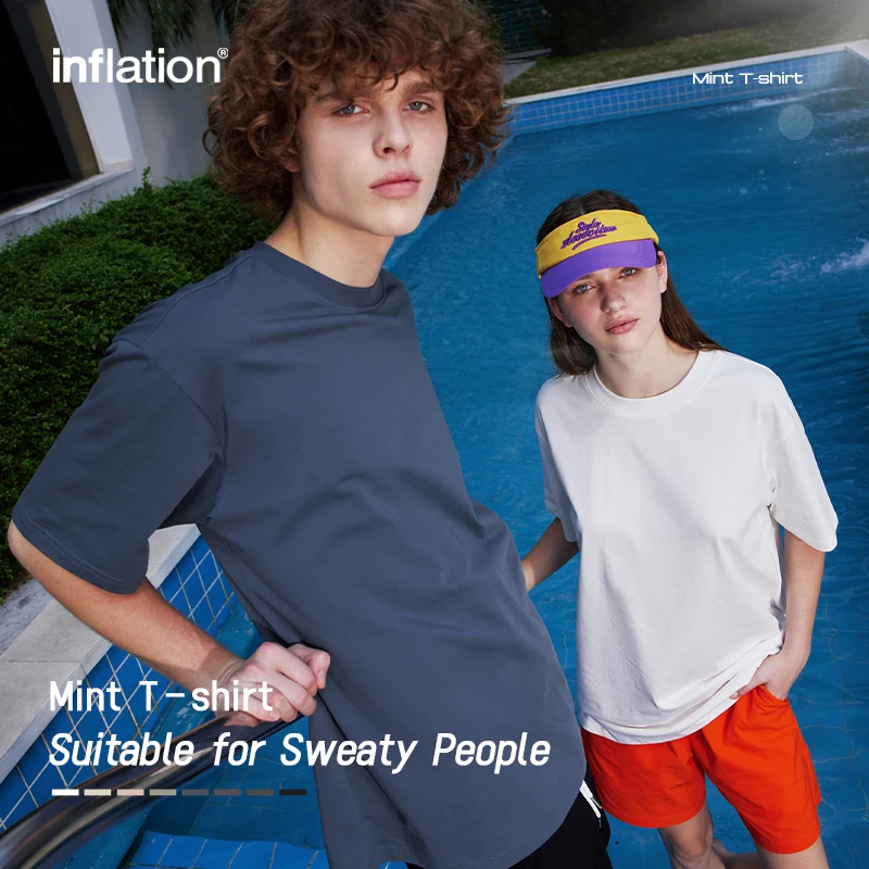 INFLATION Unique Fabric Mint T shirt Men Anti-microbial Sweat UPF50+ Quick Drying Tees Unisex Outdoor Cotton tshirt