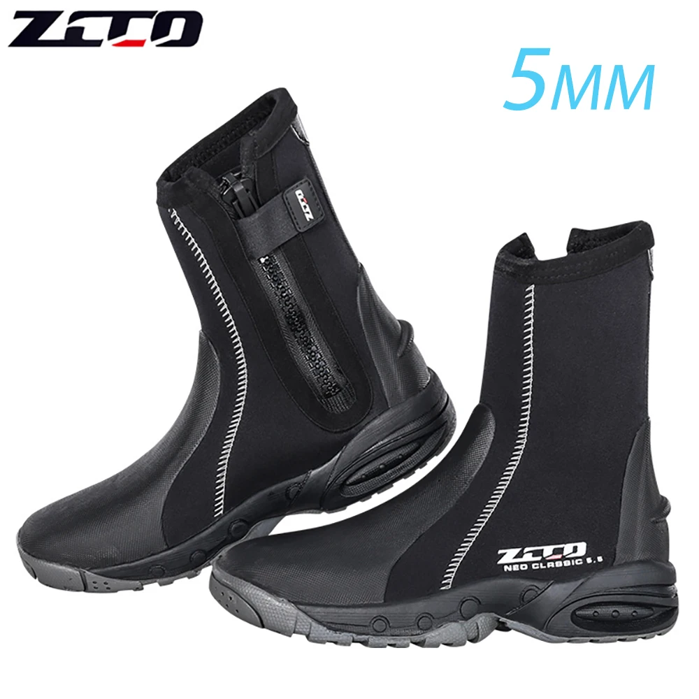 Botas de buceo de neopreno con cremallera lateral para hombre, zapatos de buceo, botas de Río, Trekking, accesorios para deportes acuáticos, 5mm