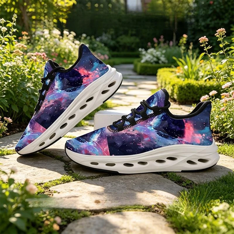 Ladies Men Running Shoes Sports Shoes Casual Shoes，Dreamy pink and blue gradient galaxy starry sky print is romantic and eye-cat