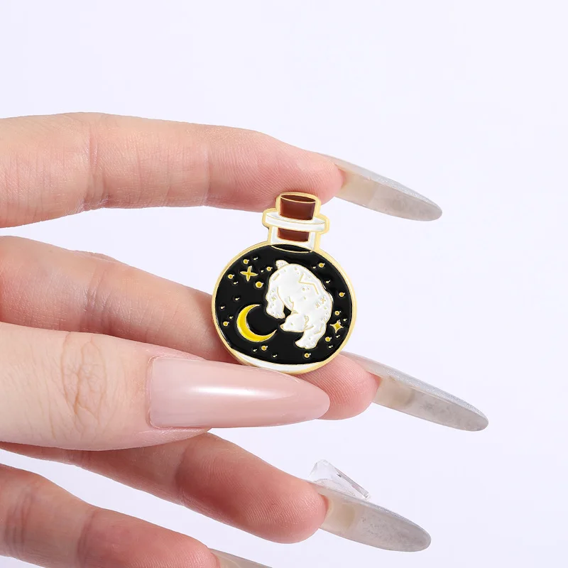 Starry Sky Magic Bottle Animal Enamel Pins 3Pcs Fox Bear Whale Brooch Lapel Badge Perfect For Teen Girls Nature Lovers Bag Decor view 5