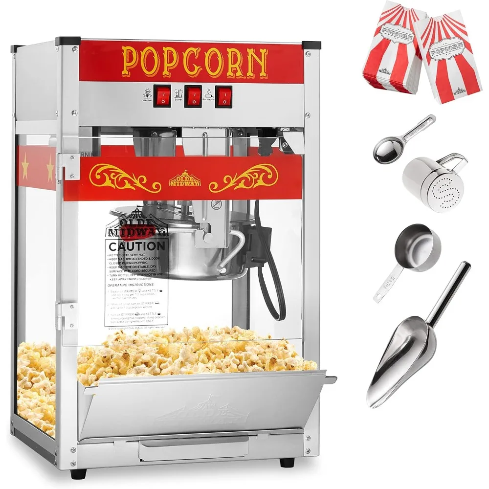 Commercial Popcorn Machine Maker Warming Deck & Kernel Tray, Reject Kernel Tray Popper with 8-Ounce Kettle