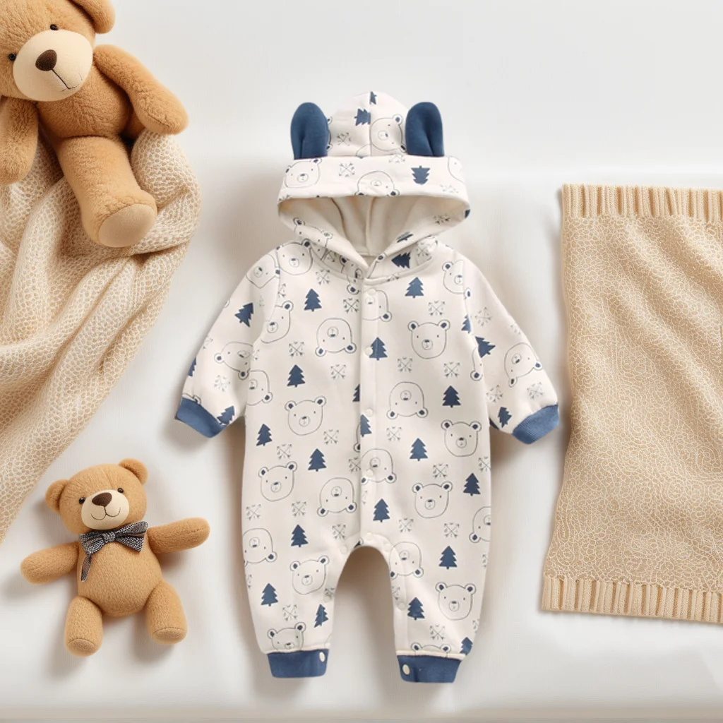 Sanlutoz Druck Winter Baby Jungen Langarm Strampler Baumwolle Kleinkind Kleidung Cartoon Overalls