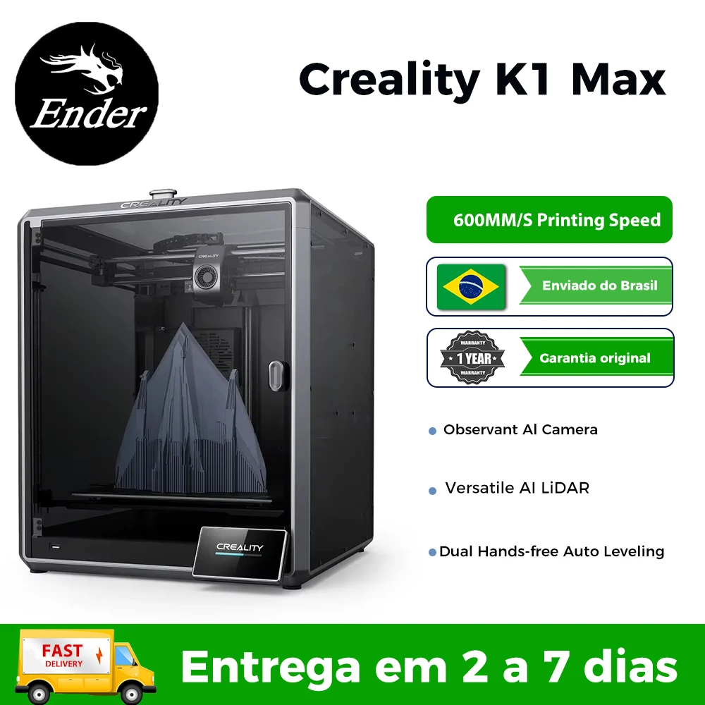 طابعات ثلاثية الأبعاد Creality K1 Max عالية السرعة للتسوية التلقائية مع شاشة لمس ملونة 4.3 بوصة وطباعة الطارد المباشر ذات التروس المزدوجة #1