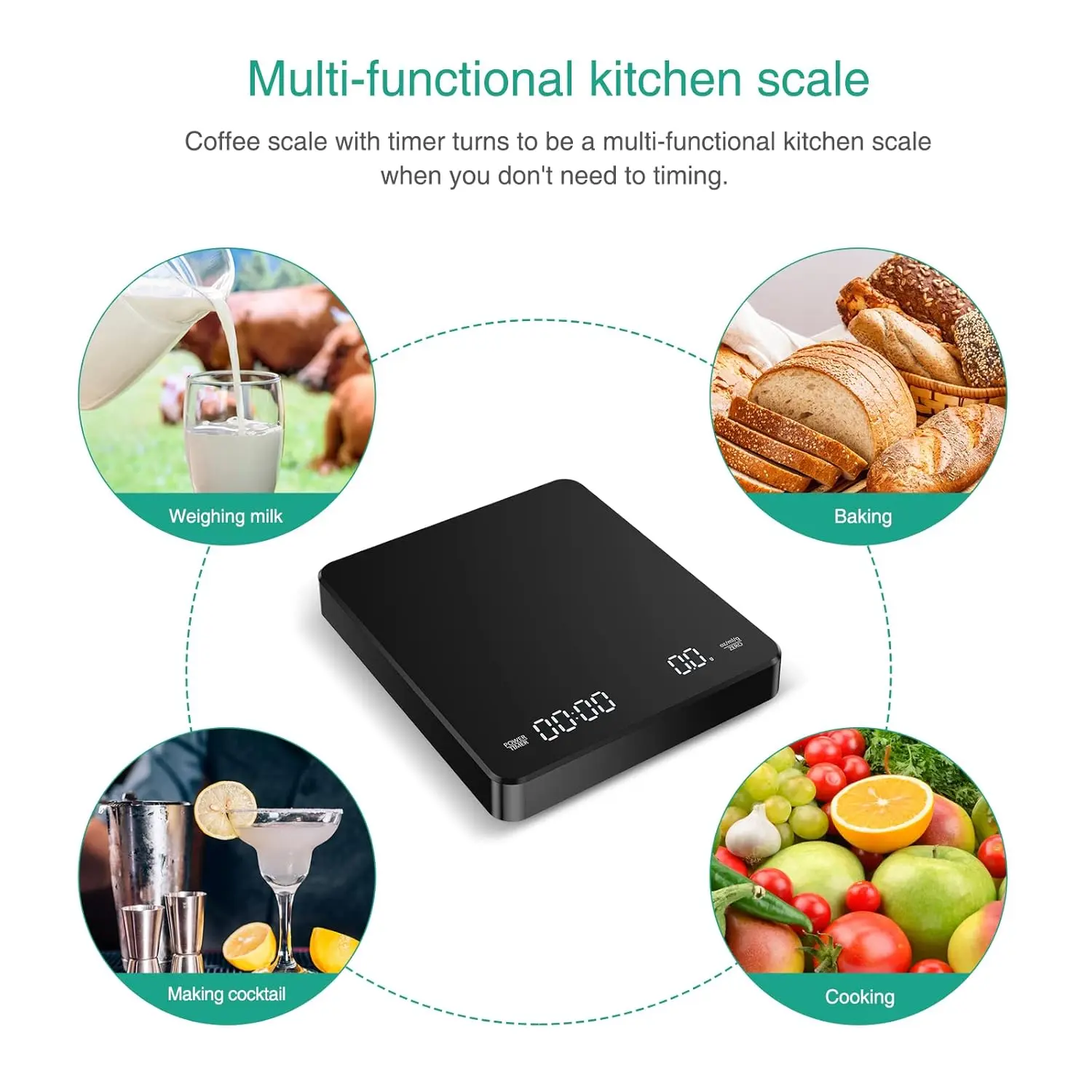 3 كجم/0.1 جرام شاشة الكريستال السائل موازين القهوة 250 مللي أمبير أوقية/مل/جم التوازن مع توقيت عالية الدقة المقاومة للحرارة 135 ℃   قياس الوزن #6