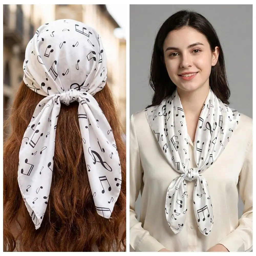 Versatile Breathable Musical Note Shawl Lightweight Large Square Headscarf Neck Wrap Hair Band Women Shawl Outdoor
