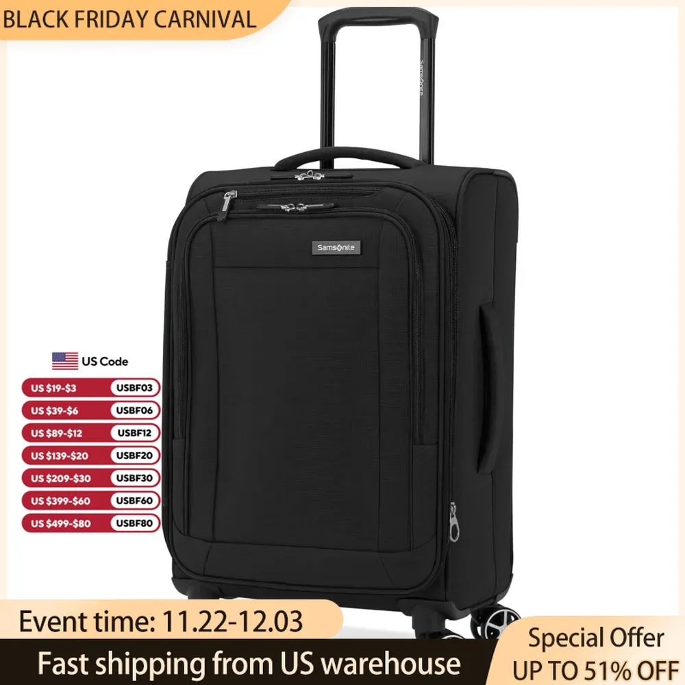 Expandable Luggage with Dual Spinner Wheels pockets on the exterior, Carry On Spinner,LTE Softside Luggage