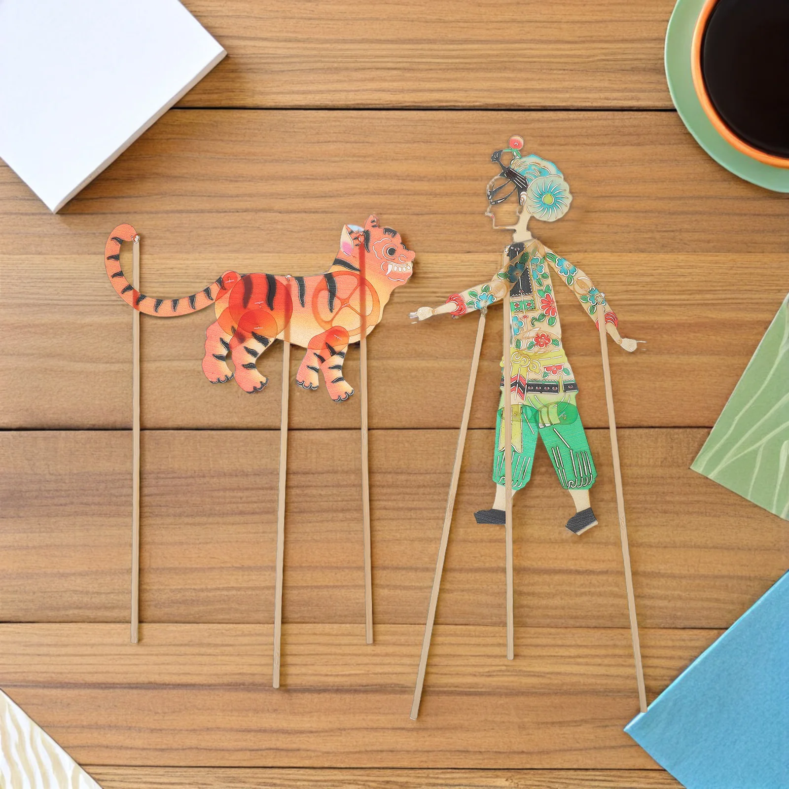 Kit di Marionette Ombra Cinesi, Personaggi Fatti a Mano, Kit Fai-da-Te per Bambini, Decorazione Educativa per Teatro