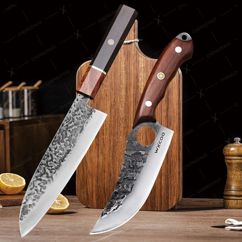 Japanese Kitchen Chef Knife Sharp Santoku Knife Stainless Steel Kitchen Bone Cutting Fruits Vegetables Slicing Knife with Box