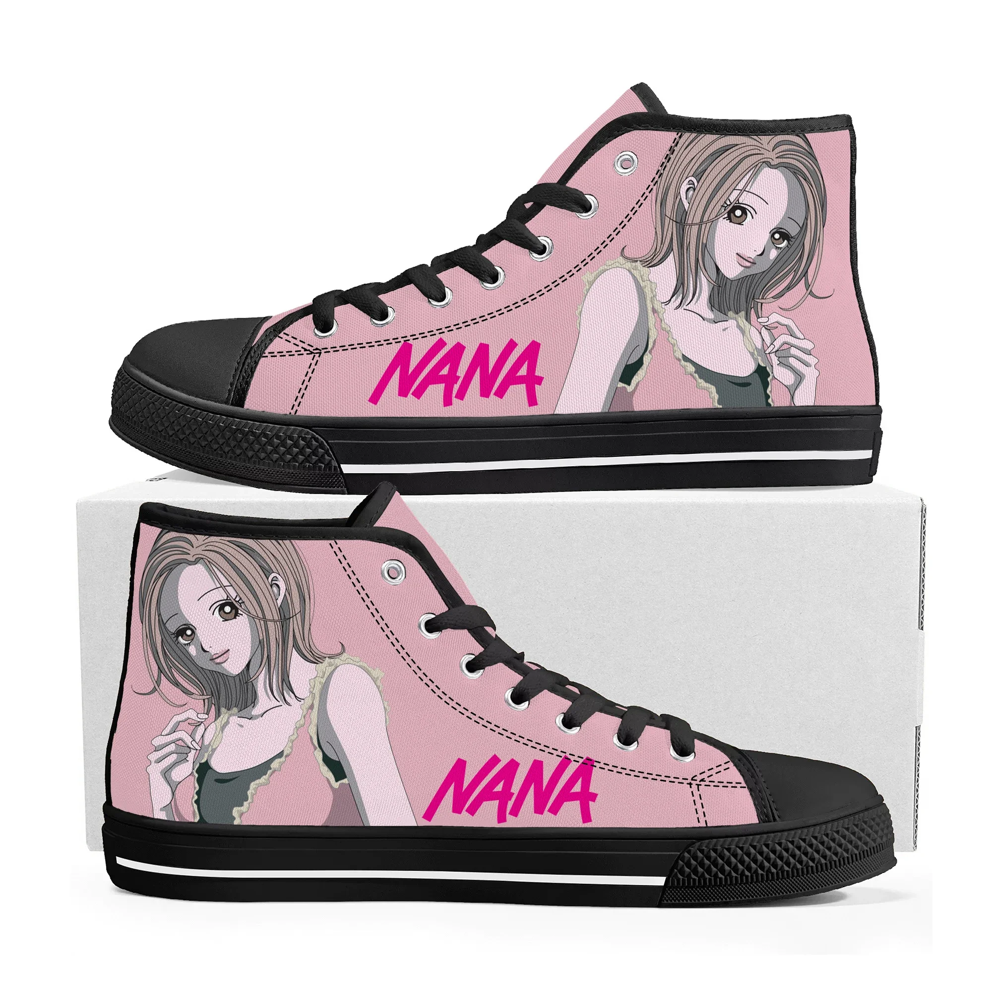 Hot NANA Osaki Komatsu Manga High Top Sneakers Mens Womens Teenager Canvas Sneaker Casual Couple High Quality Shoes Custom Shoe