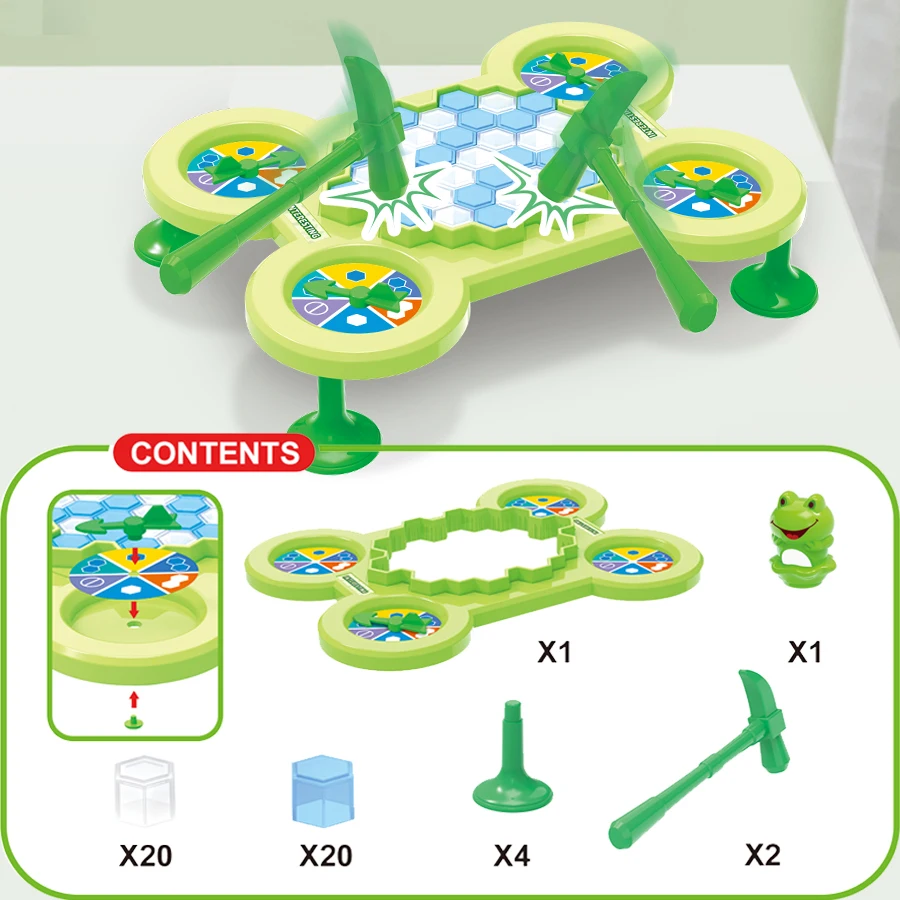 Ice breaking game to save frogs, desktop family game, frog hitting bricks, chessboard puzzle game, boys and girls gifts