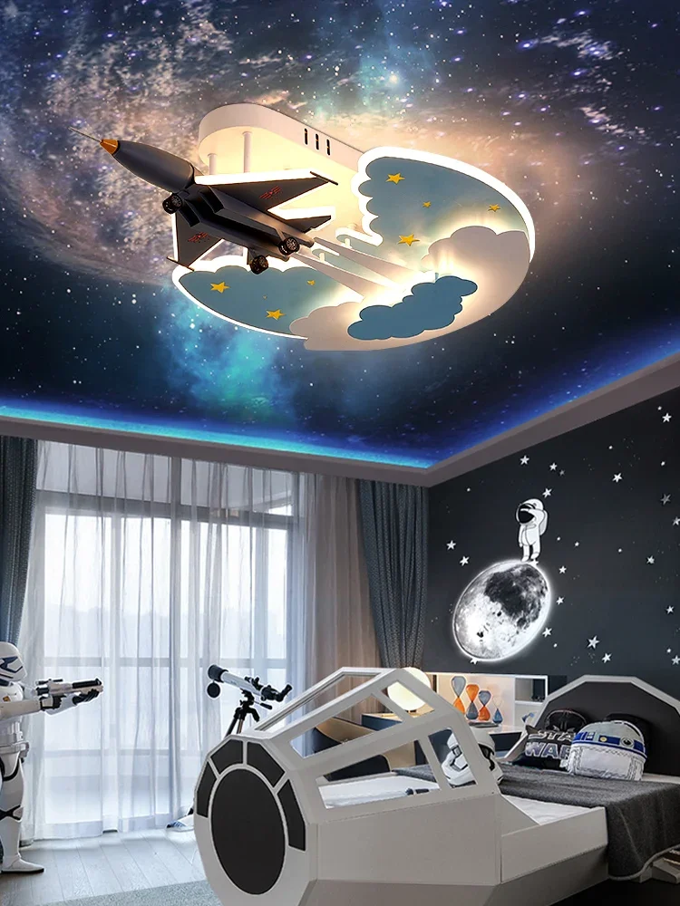 

Children's room light Nordic creative interstellar space fighter model light cartoon female bedroom airplane ceiling light