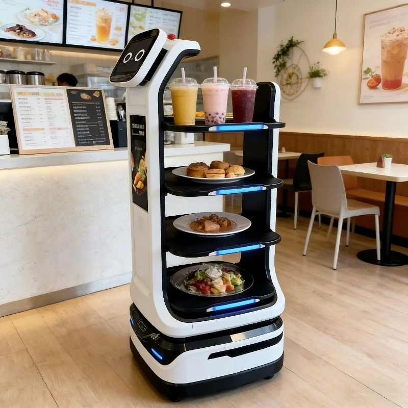 Multi-function Restaurant Robot Food Delivery & Tableware Recycling Service Robot Autonomous Navigation