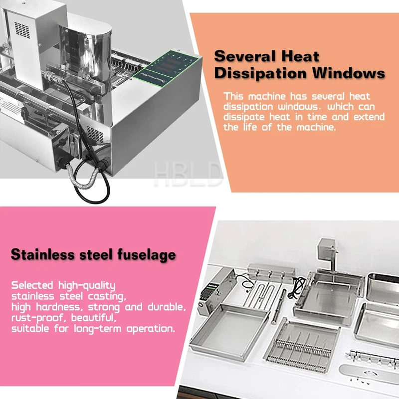 Automatic Doughnut Fryer Commercial Electric Donut Making Machine Stainless Steel 4 Rows Doughnut Maker For Food Business