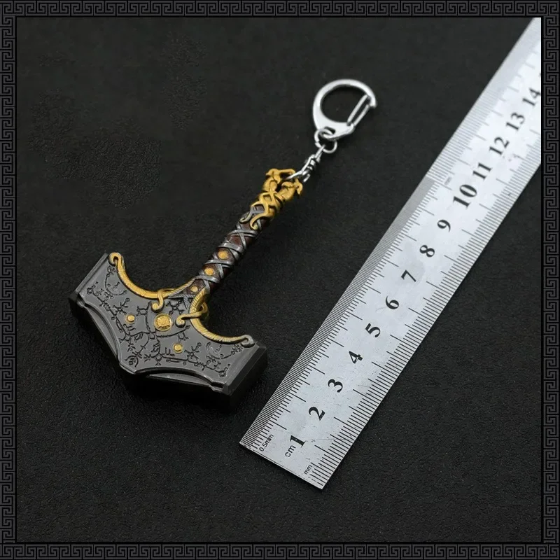 8cm God of War Mini The Hammer of Thor Kratos Keychain Game Peripheral Weapon Knife Katana Sword Samurai Craft Ornament Gift Toy