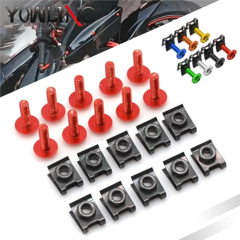 

6MM Fairing Body Work Bolts Spire Speed Fastener Clips Screw Spring Nuts for Yamaha TMAX 530 T MAX 500 Honda CR 250 CBR600RR