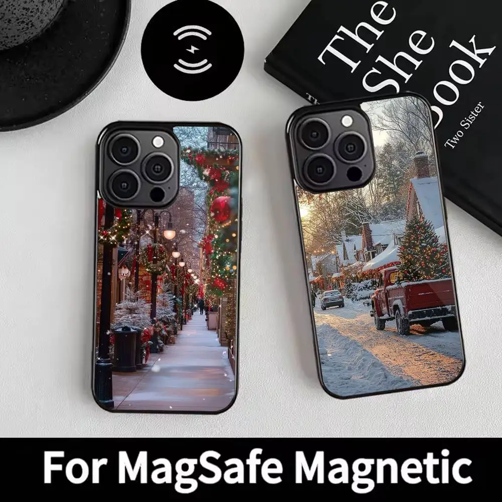 

winter snow street christmas Phone Case For iPhone 17,16,15,14,13,12,Plus,Pro,Max For Magsafe Magnetic Wireless Charge