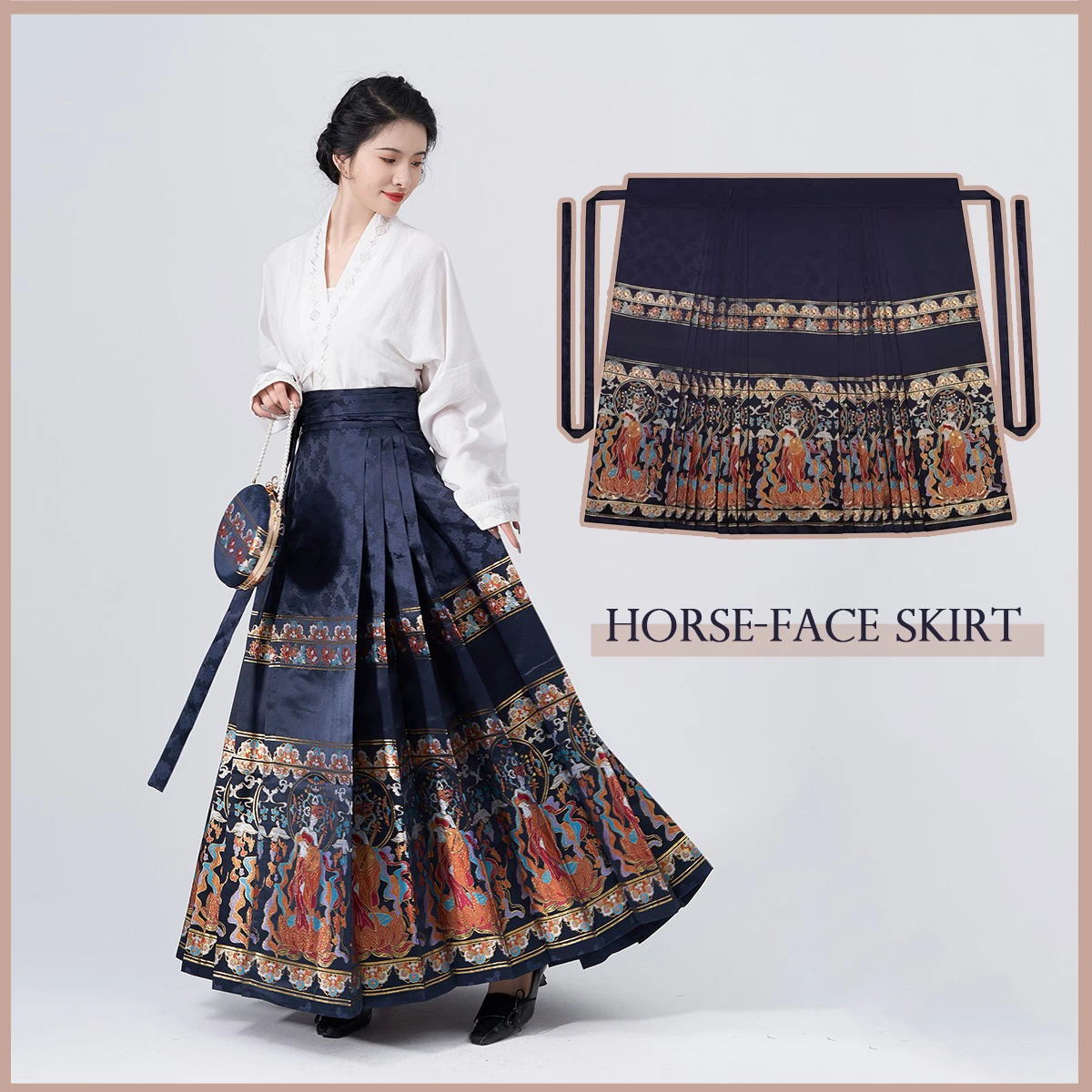 

2023NEW Ming Dynasty Horse Face Skirt For Woman Chinese Traditional Embroidery Hanfu Shirt New Design Party