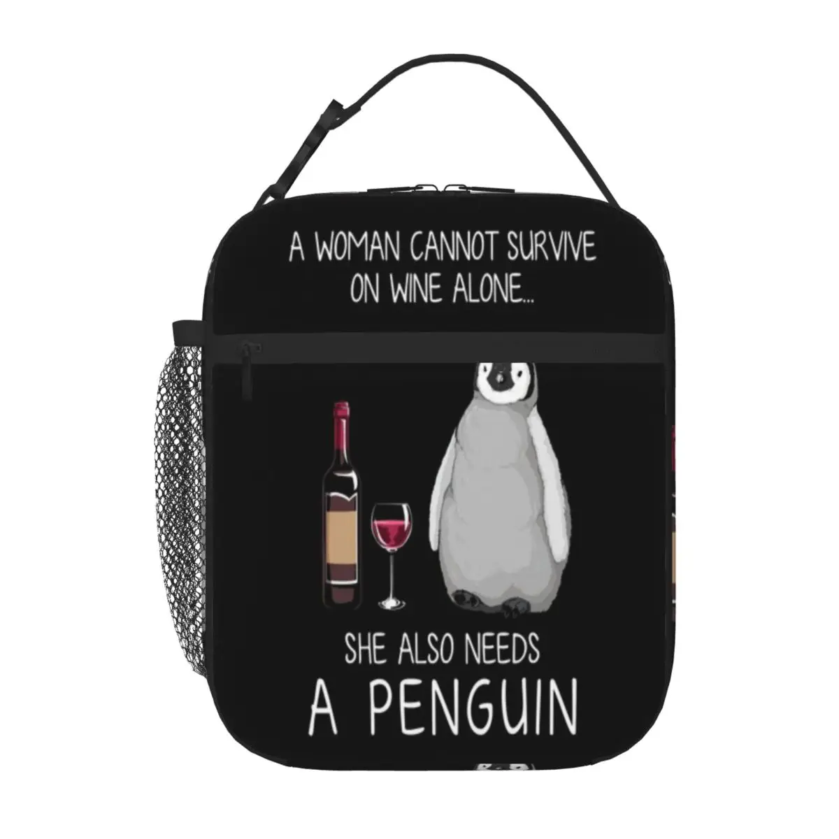 Bestselling Penguin And Wine Funny Penguin Lover Casual Camping Lunch Bag Bus Trip Lunch Carrier