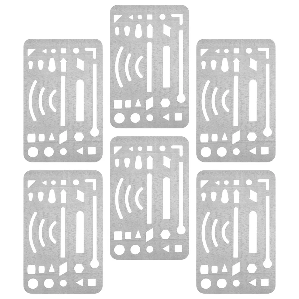 

6 Pcs Erasers Stainless Steel Wipe Pictures Engineering Tools Letter Shield Drawing Drafting Erasing Template for Crafts