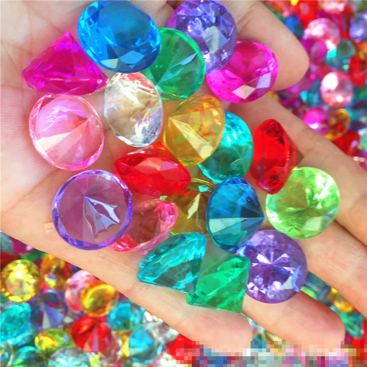 50pcs Crystal Gems Diamond Jewels Treasure Chest Pirate Filler Props Party Confetti Wedding Christmas Decoration Gift 2cm
