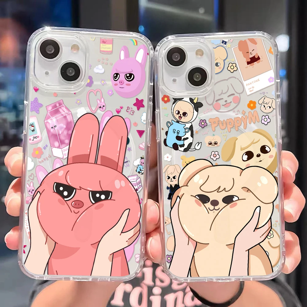 Cartoon K-Kids Strays For Magesafe Magnetic Phone Case for iPhone 17 Air 16 15 14 Plus 13 12 11 Pro Max Clear Cover view 5