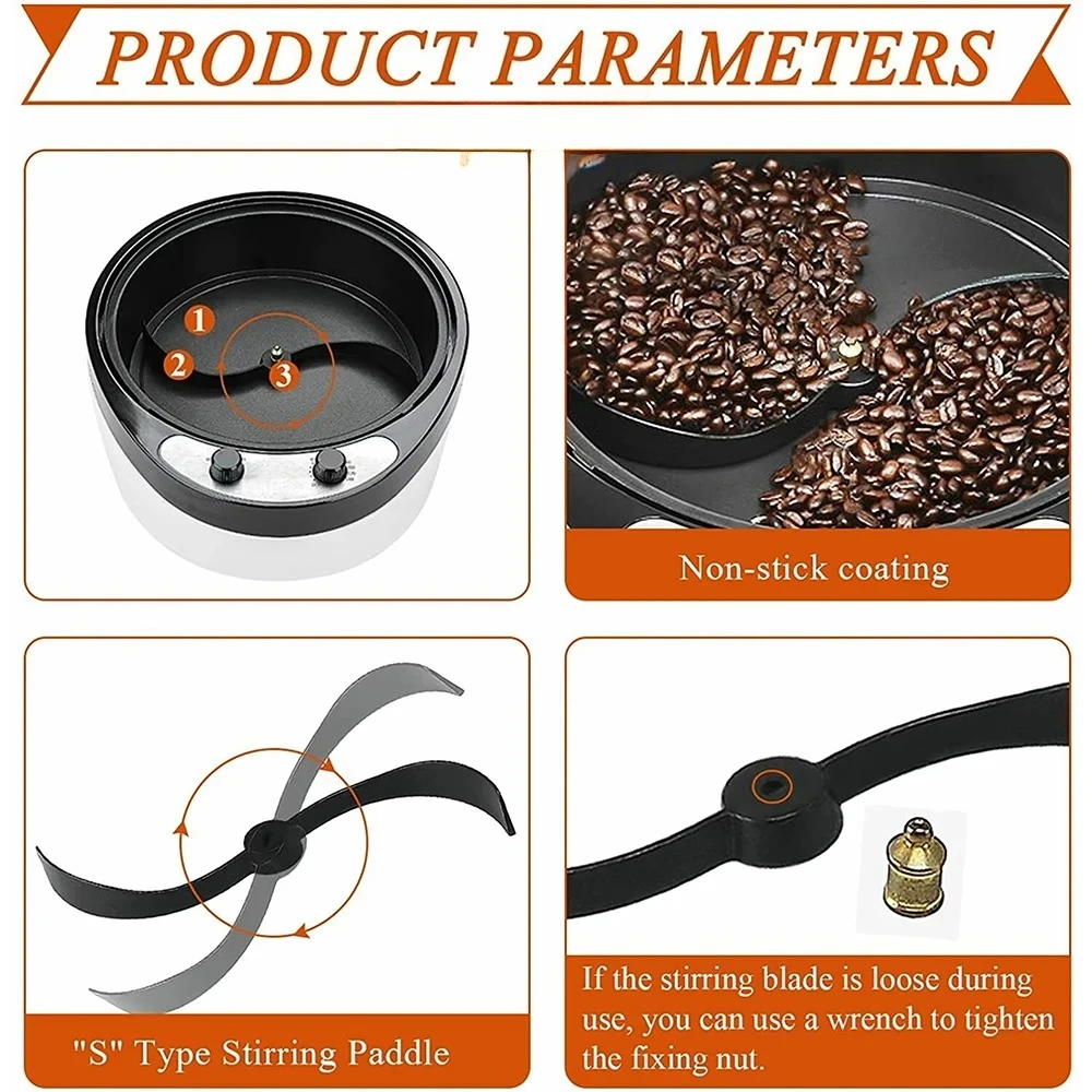 Small Roasting Machine Home Coffee Bean Roaster Fruit Peel and Snack Health Machine Peanut/Sunflower Seed Roaster Baking Machine