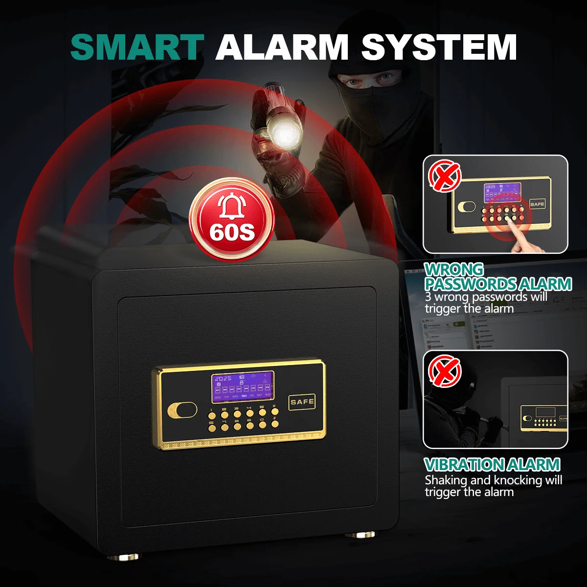 BESAFETY 2.0 to 5.3 Cuft Safe Box, Digital Keypad Home Security Safe With Fireproof Waterproof Bag & Adjustable Shelf