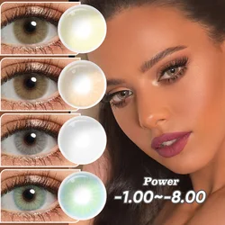 （0~-8.00） Colored Lenses With Diopter Colored Contacts Lenses For Vision Natural Eye Color Lens Correction Prescription Lenses