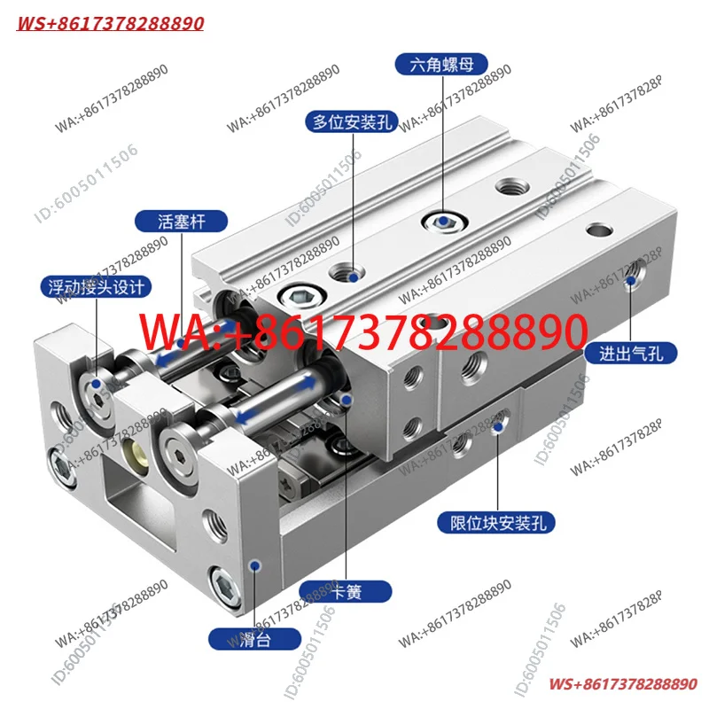 Slide Cylinder MXSL8-20/MXS6/12/16/25 - 10/30/40/50/75/100/AS Guide
